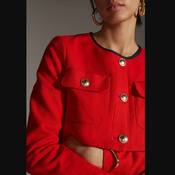 Anthropologie Maeve Tweed Red Jacket - Size 14 - NEW - Picture 4 of 9